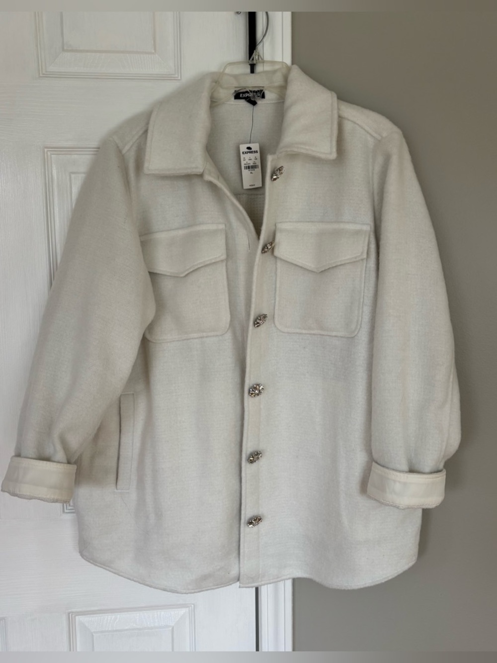 Express White Rhinestone Shacket